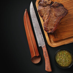 Alternative view of CUCHILLO PARA CARNE NÔMADE RELIEVE 25CM CON ESTUCHE DE CUERO BLACK RANCH TRAMONTINA